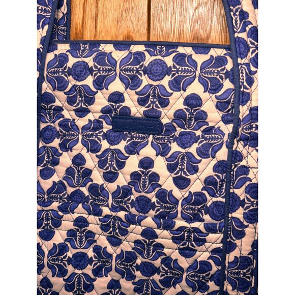 Vera Bradley Tote Bag Blue Cobalt Tile Quilted Shoulder Purse Large Handbag - Picture 4 of 6